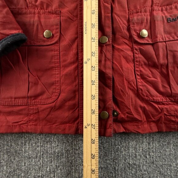 Barbour MORRIS UTILITY Waxed Jacket Women Full Zip Red Size 12 US Collared - Picture 7 of 16